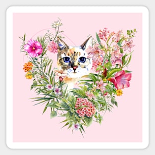 Floral Heart with Cat Magnet